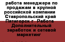 работа менеджера по продажам в крупной российской компании - Ставропольский край, Пятигорск г. Работа » Дополнительный заработок и сетевой маркетинг   